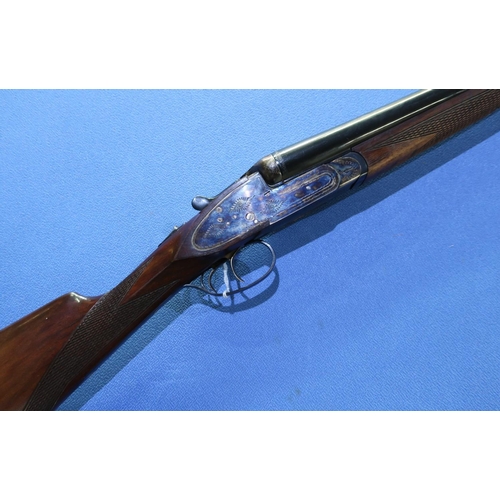 857 - Laurona side-lock side by side shotgun with 28 inch barrels, choke Full & 1/2, with coloured hardene... 