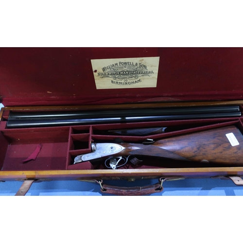 862 - Cased William Powell 12 bore side by side side-lock ejector shotgun with 28 inch barrels, choke 1/4 ... 