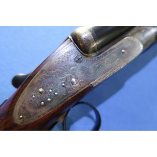 862 - Cased William Powell 12 bore side by side side-lock ejector shotgun with 28 inch barrels, choke 1/4 ... 