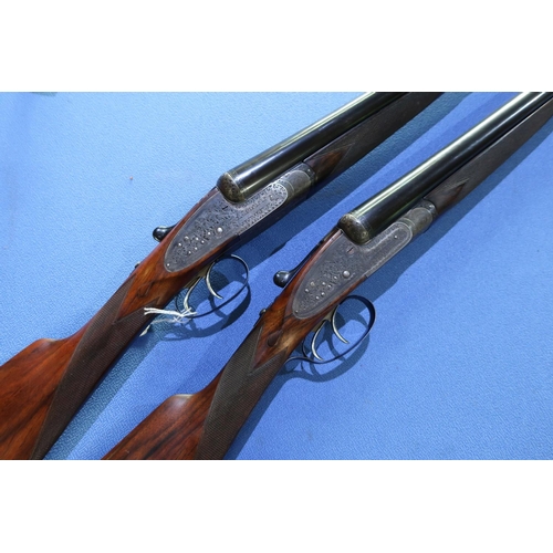 864 - Cased pair of William Evans 12 bore side by side side-lock ejector shotguns with 28 inch barrels, ch... 