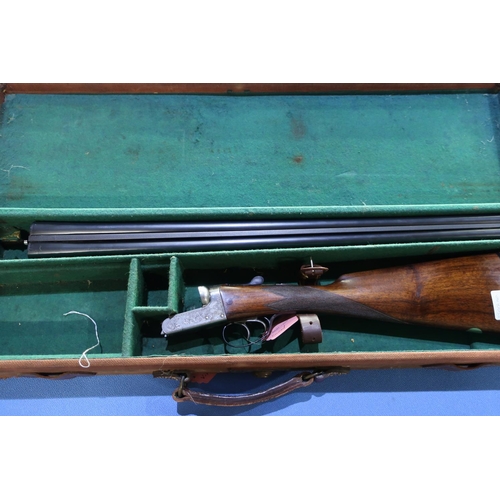 865 - Cased Vickers Armstrong 12 bore side by side ejector shotgun 27 1/2 inch barrels, choke 1/4 & 1/4, w... 