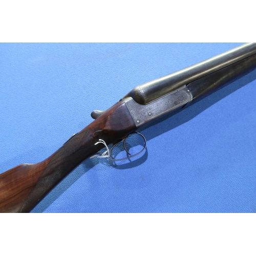 885 - Henry Adknis 12 bore side by side ejector shotgun with 27 inch barrels, and 14 inch straight through... 