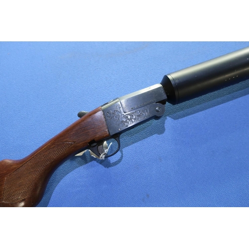 886 - Gunsport 12 bore hush power shotgun with folding action and 31 1/2 inch silenced barrel, serial no. ... 