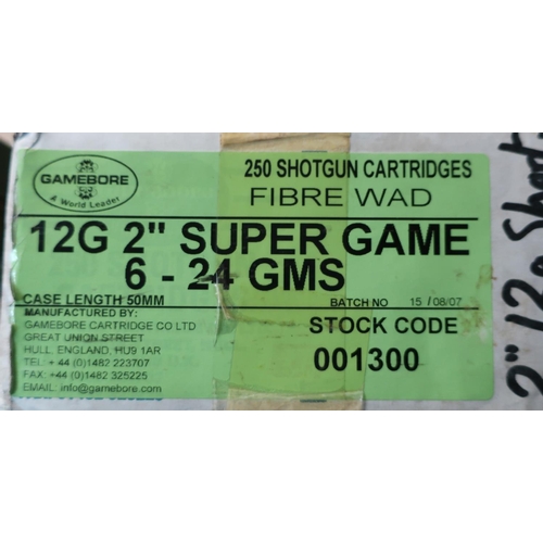 937 - Case of 250 Game Bore fibre wad 12 bore 2 inch 6-24 shotgun cartridges (shotgun certificate required... 