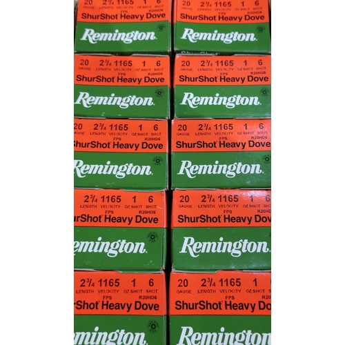 940 - 250 Remington Shur Shot Heavy Dove 20 bore shotgun cartridges 2 3/4 inch, 1165 velocity, 1 ounce sho... 