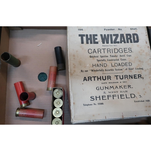 967 - Collection of vintage shotgun cartridges including a case for Wizard Cartridges by Arthur Turner She... 