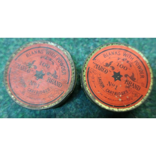975 - Two tins of Marco Brand No 1 Saloon Cartridges blanks with powder (2)