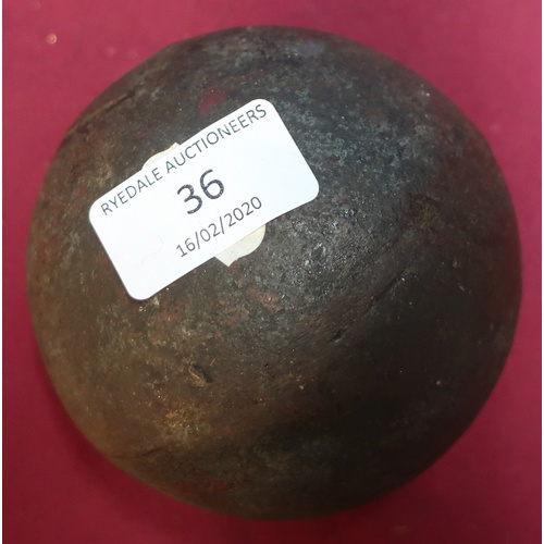 36 - Cast metal cannonball (diameter approx 4 inch)