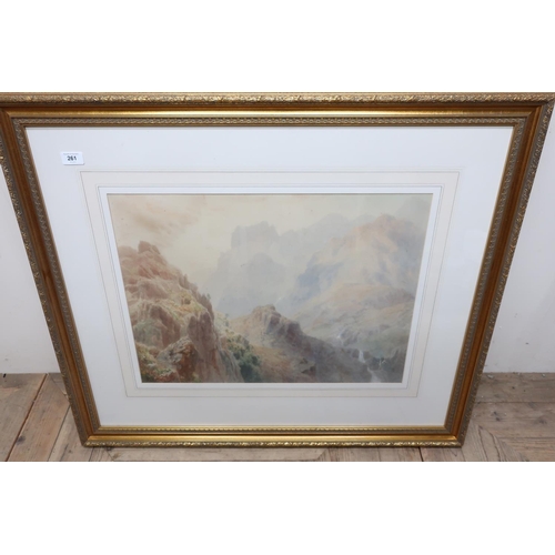 80 - Gilt framed and mounted watercolour of mountainous landscape scene by H. B. Wimbush (94cm x 81cm inc... 