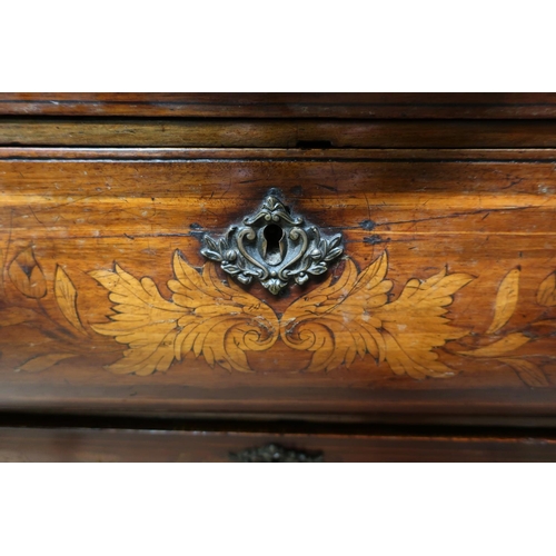 116 - 19th C Dutch style walnut marquetry inlaid chest of four drawers on lion paw feet (88cm x 54cm x 84c... 