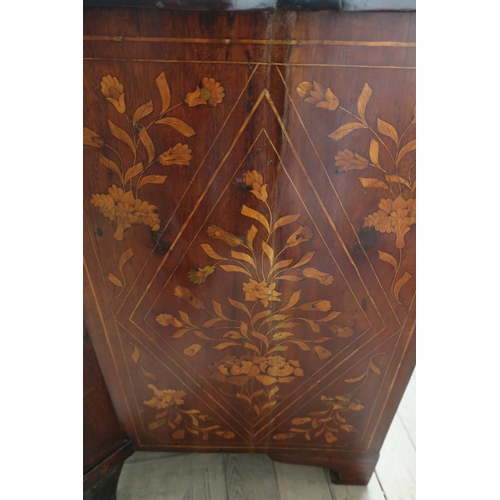 116 - 19th C Dutch style walnut marquetry inlaid chest of four drawers on lion paw feet (88cm x 54cm x 84c... 