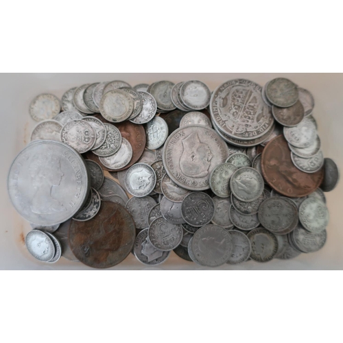 27 - Box containing a quantity of various assorted mostly GB coinage including a selection of pre 1947 si... 