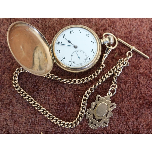 35 - 9ct gold cased Rolex lever action full action pocket watch No. 313990 marked ALD, complete with 9ct ... 