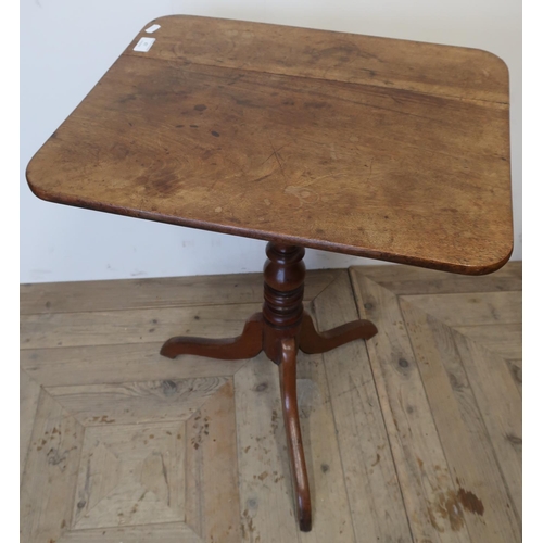 47 - 19th C mahogany rectangular topped tripod table on turned column