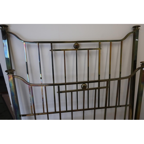 49 - Late Victorian brass rail double bedstead complete with side irons