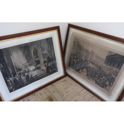 561 - Pair of extremely large engravings of the jubilee celebrations in Westminster Abbey 21st June 1887 a... 