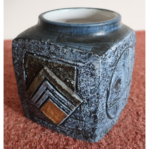 62 - Small square shaped Troika of Cornwall vase (9cm high)