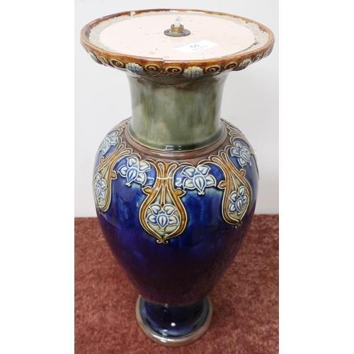 63 - Extremely large Royal Doulton stoneware vase converted into a lamp No. 8317 (height 47cm) (A/F)