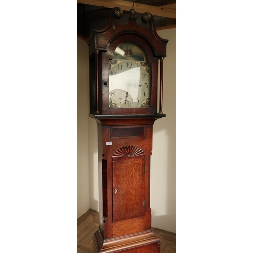 75 - Oak and mahogany long cased 30 hour clock by W.Ness Kirbymoorside