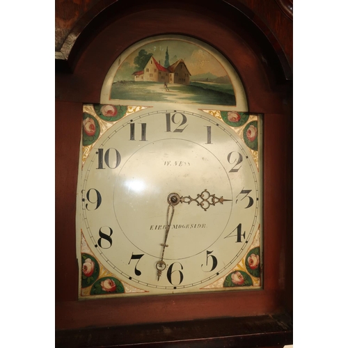 75 - Oak and mahogany long cased 30 hour clock by W.Ness Kirbymoorside