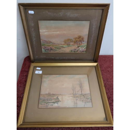 83 - A pair of framed mounted landscape water colours by F.W.Reaveley (43 x 36 cm including frame)