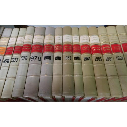 97 - Extremely large quantity of law reports, chancery division half leather bound and leather bound volu... 