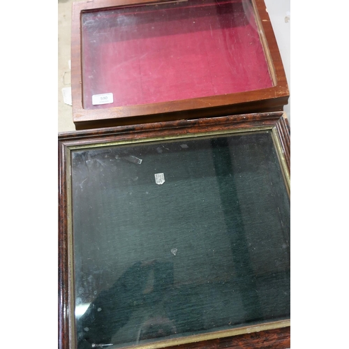 590 - Two counter top jewelry type display boxes with hinged glazed lids (approx 40cm x  36cm x 10cm, the ... 