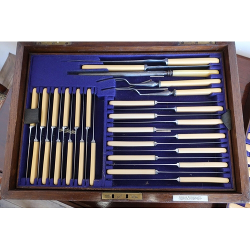 59 - Oak cased twelve place silver plated canteen of cutlery by George Butler and Co, Cutlers and Silvers... 