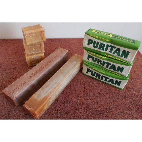 25 - Collection of mid 20th C soap and soap bars including original packing box of Puritan soap and a qua... 
