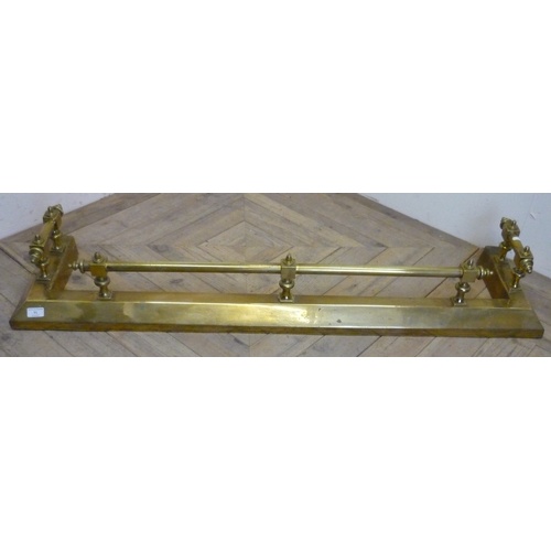 91 - Late Victorian brass Gothic style fire fender