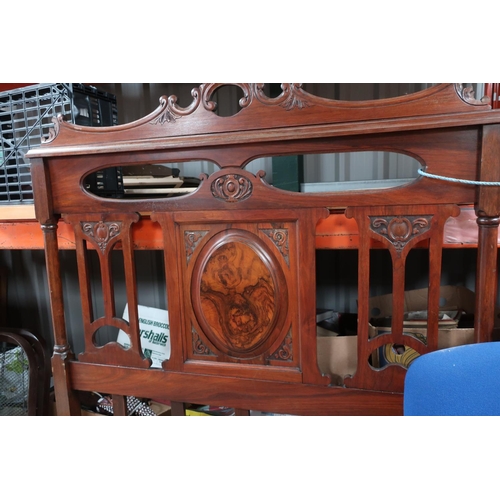 601 - Late Victorian carved mahogany double bedstead with sprung base