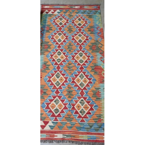 608 - Vegetable dye wool Chobi Kelim runner (147cm x 68cm)