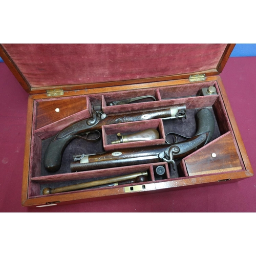 7 - Pair of 16 bore percussion officers belt/dueling pistols by Hollis & Sheath of Birmingham (circa 184... 