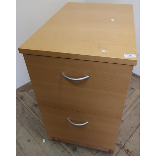 57 - Beech laminate two drawer filing type chest (43cm x 65cm x 73cm)