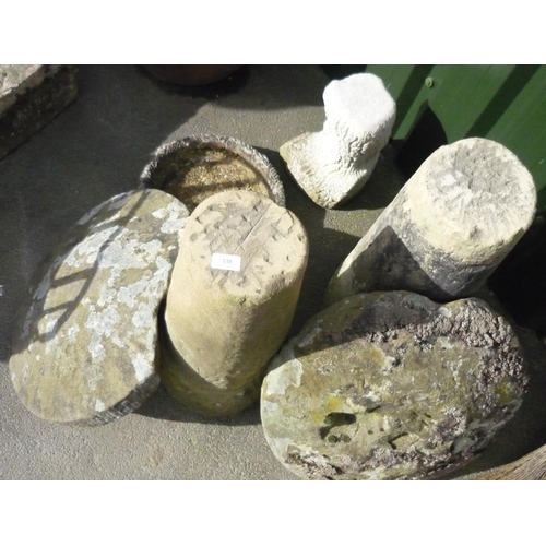 138 - Two aged and weathered staddle stones and a birdbath