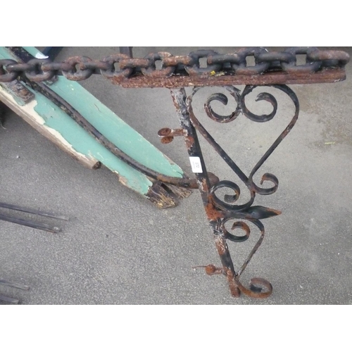 172 - Welded chain sign bracket and three hanging basket posts