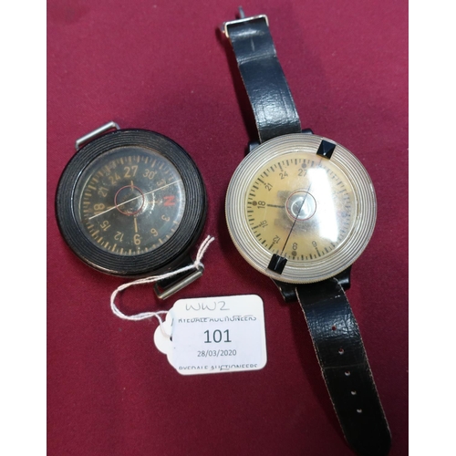 101 - German Luftwaffe wrist compass, the reverse marked Armbandcompal baumuster-ak39 and Anforderz-fl.232... 