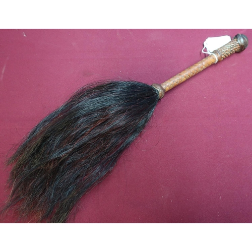 158 - 19th/20th C horsehair fly whisk with braided leather grip