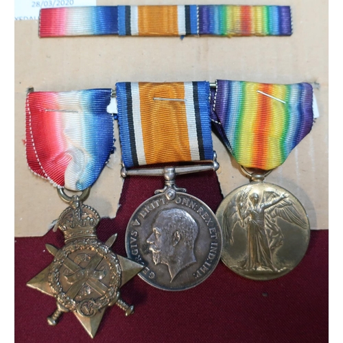 164 - A WWI group of 3 medals awarded to 28029 PTE.e.r.t. Russell south Stafford regt. Variety of 1914 sta... 