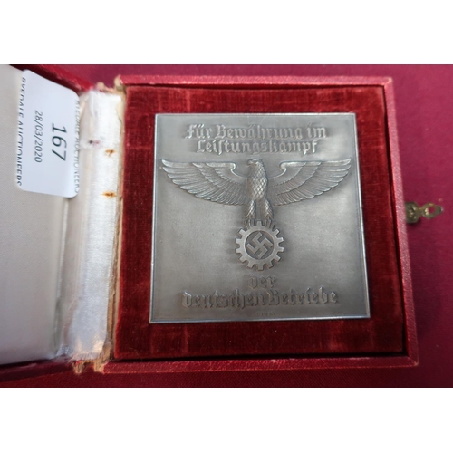 167 - A cased German labor front (daf) plaque