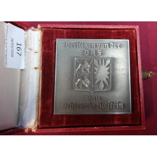 167 - A cased German labor front (daf) plaque