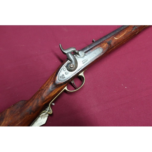 19 - Percussion cap carbine with 20 inch barrel stamped 700 158 with fixed fore and rear sights and stirr... 