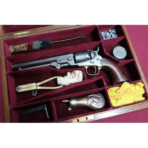 3 - Mahogany cased Colt pocket navy percussion cap .36 single action revolver with traces of New York ad... 