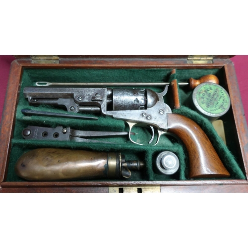 4 - Cased Colt .31 pocket revolver the 3 1/4 inch octagonal barrel engraved address Col.Colt London, the... 