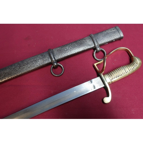 43 - Mid 19th C German cavalry troopers sword, with rare solid brass grip knuckle bow and guard complete ... 