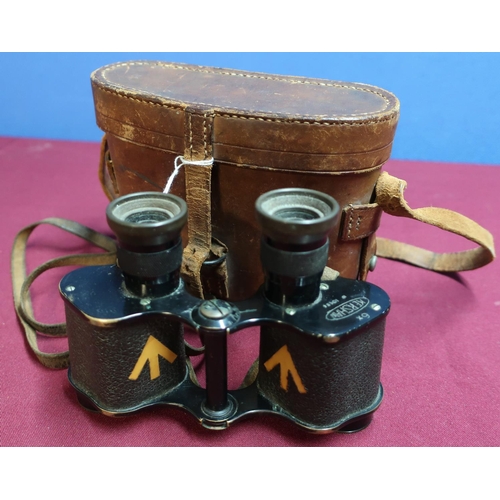 49 - Cased pair of Negretti and Zambra of London Kershaw 6x binoculars no.10484 in original tan leather c... 