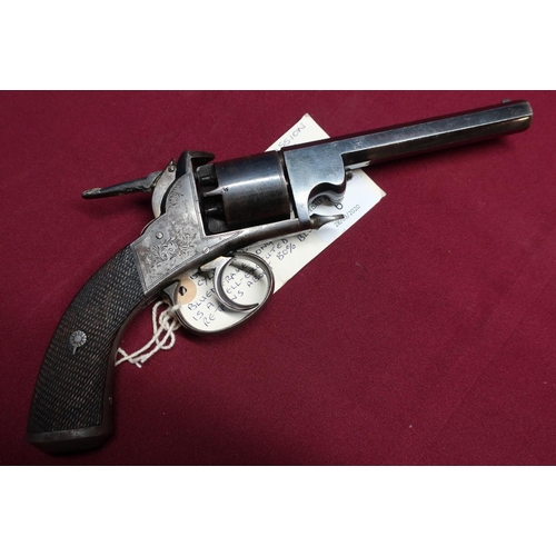 6 - Webley Bentley open frame percussion cap revolver with extended thumb cocking spur, 5 inch octagonal... 