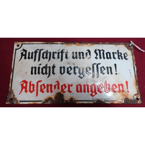 74 - Small rectangular German enamel sign (25cm x 12.5cm)