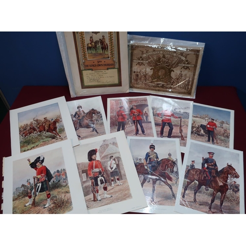 188 - Quantity of various military ephemera, 19th & 20th C including various coloured military prints, cut... 