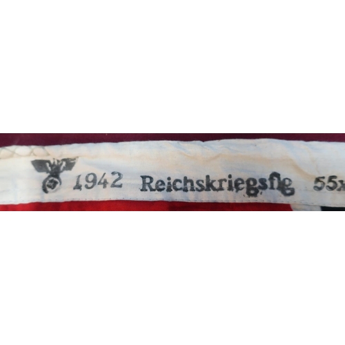 186 - Small Kriegsmarine flag marked with crowned eagle above swastika 1942, Berlin (56cm x 92cm)